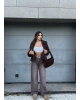 Kahverengi Kemerli Wide Leg Jean