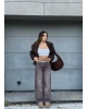 Kahverengi Kemerli Wide Leg Jean