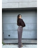 Kahverengi Kemerli Wide Leg Jean