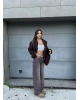 Kahverengi Kemerli Wide Leg Jean