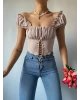 Bej Korse Detaylı Elizabeth Crop Bluz