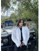 Beyaz Crop Kürk Ceket