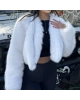 Beyaz Crop Kürk Ceket