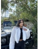 Beyaz Crop Kürk Ceket