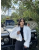 Beyaz Crop Kürk Ceket