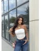 Beyaz Straplez Basic Brshk Crop