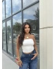 Beyaz Straplez Basic Brshk Crop