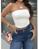 Beyaz Straplez Basic Brshk Crop