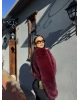 Bordo Crop Kürk Ceket
