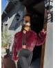 Bordo Crop Kürk Ceket