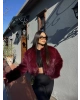 Bordo Crop Kürk Ceket