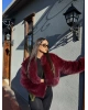 Bordo Crop Kürk Ceket