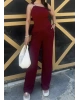 Bordo Sandy Tek Omuz Asimetrik Takım