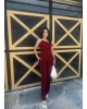 Bordo Sandy Tek Omuz Asimetrik Takım