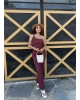 Bordo Tek Omuz Asimetrik Takım