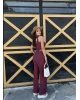 Bordo Tek Omuz Asimetrik Takım