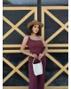 Bordo Tek Omuz Asimetrik Takım