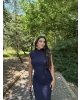 Lacivert Simli Yırtmaç Detay Uzun Elbise