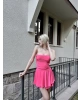 Pembe Straplez Şortlu Elbise