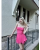 Pembe Straplez Şortlu Elbise