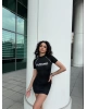 Siyah Create Legend Baskılı Mini Elbise