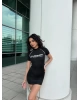 Siyah Create Legend Baskılı Mini Elbise