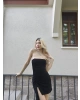 Siyah Straplez Tasarım Elbise