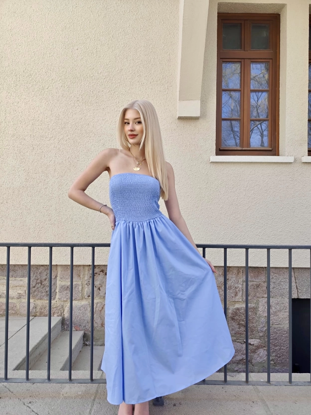 Mavi Dakron Straplez Elbise