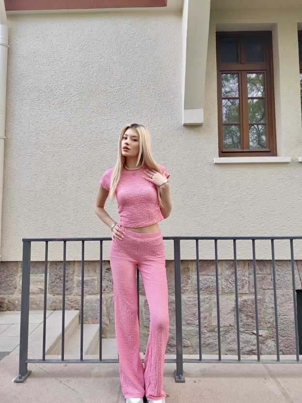 Pembe Basic Bürümcük Alt Üst Takım