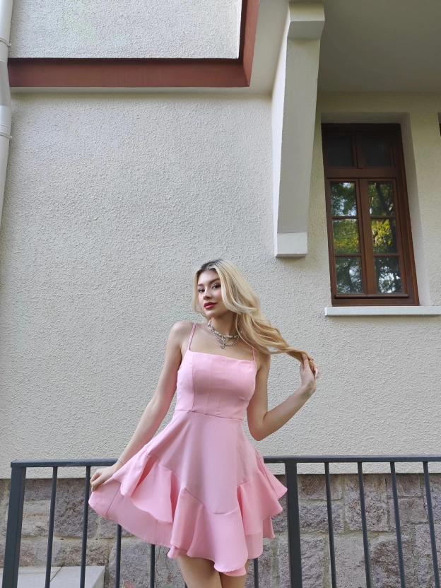 Pembe Askılı Prenses Elbise