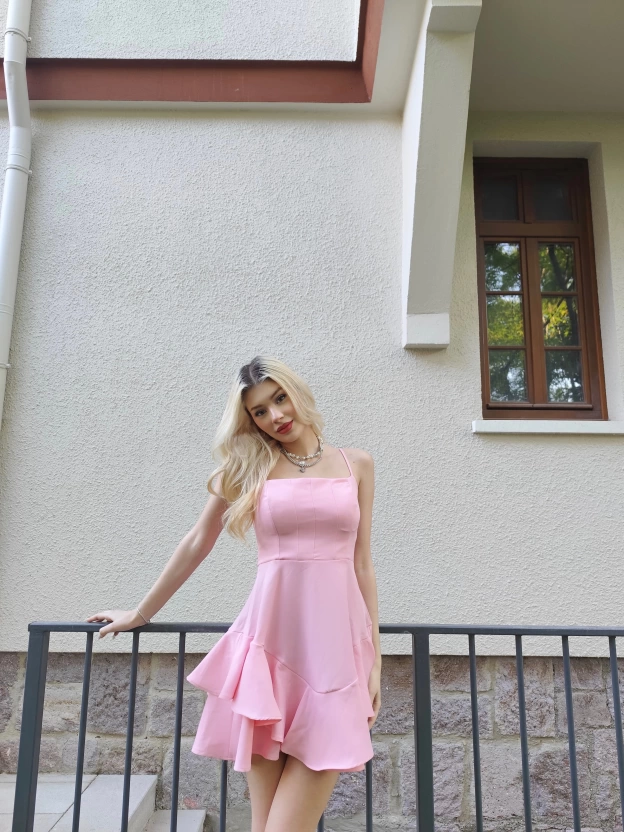 Pembe Askılı Prenses Elbise