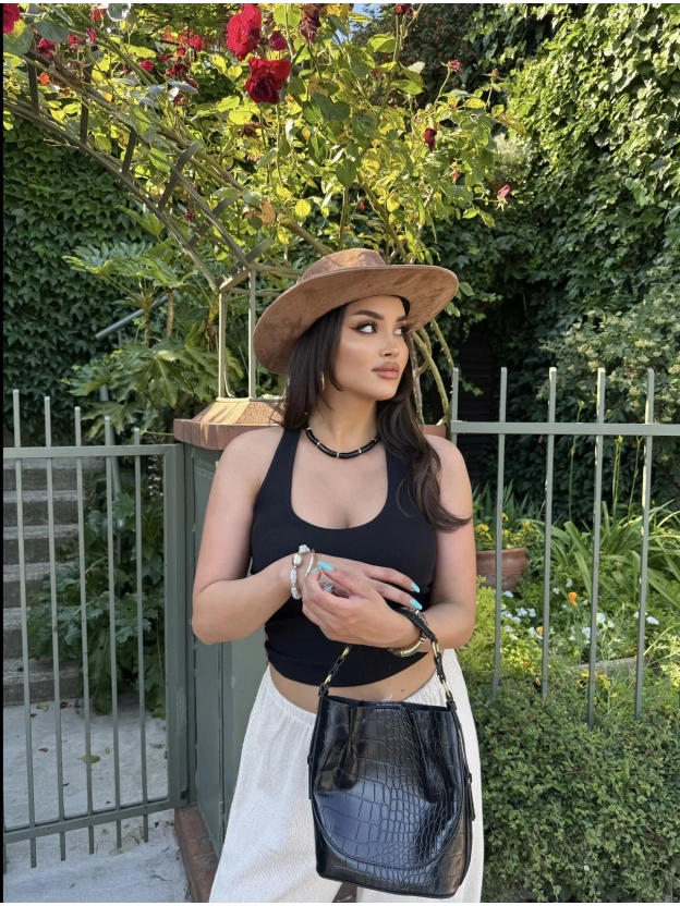Siyah Boyundan Geçirmeli Fitilli Crop