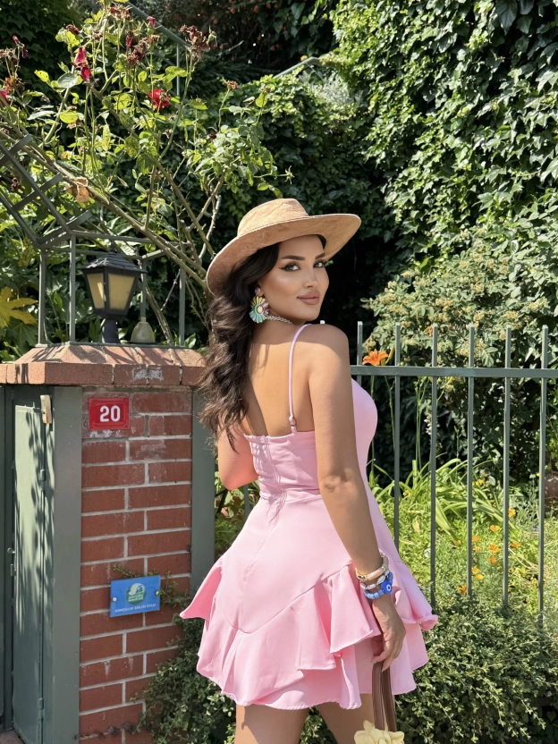 Pembe Askılı Prenses Elbise