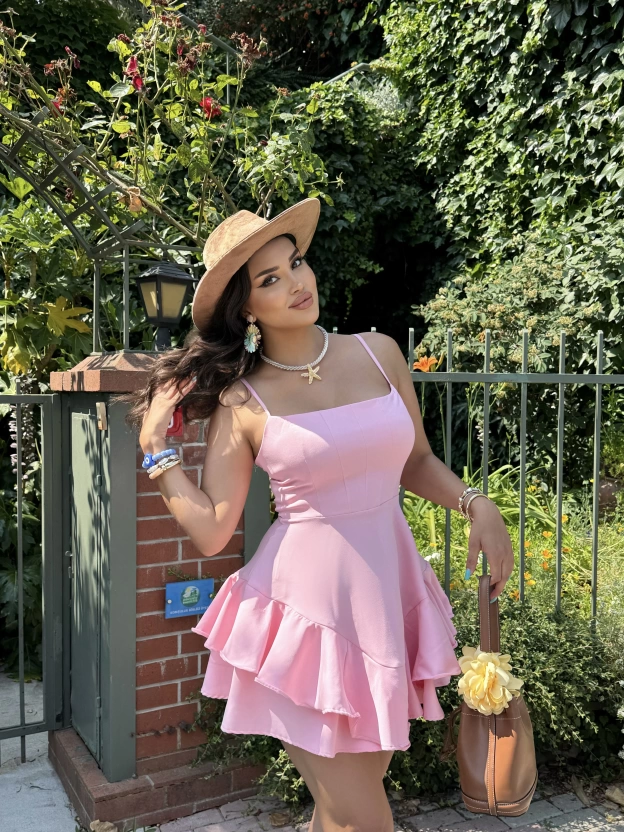 Pembe Askılı Prenses Elbise