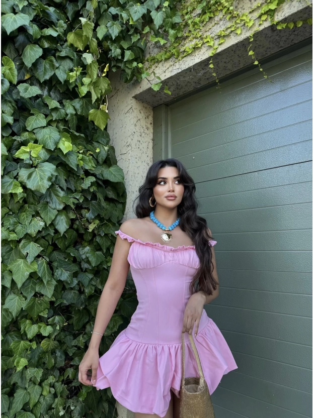 Pembe Fırfırlı Balon Elbise