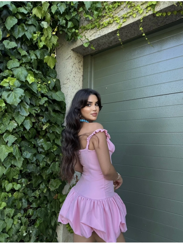 Pembe Fırfırlı Balon Elbise