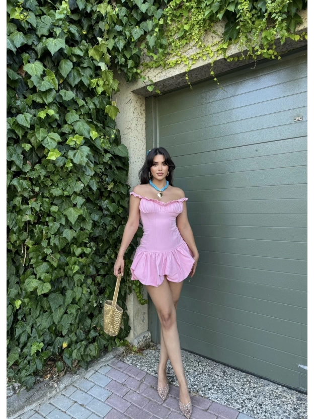 Pembe Fırfırlı Balon Elbise