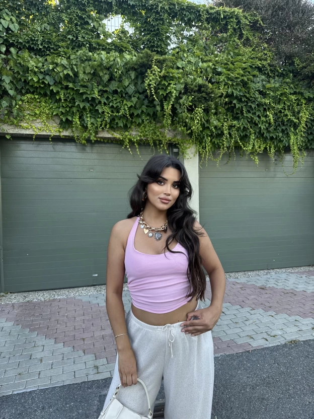 Pembe Boyundan Geçirmeli Crop