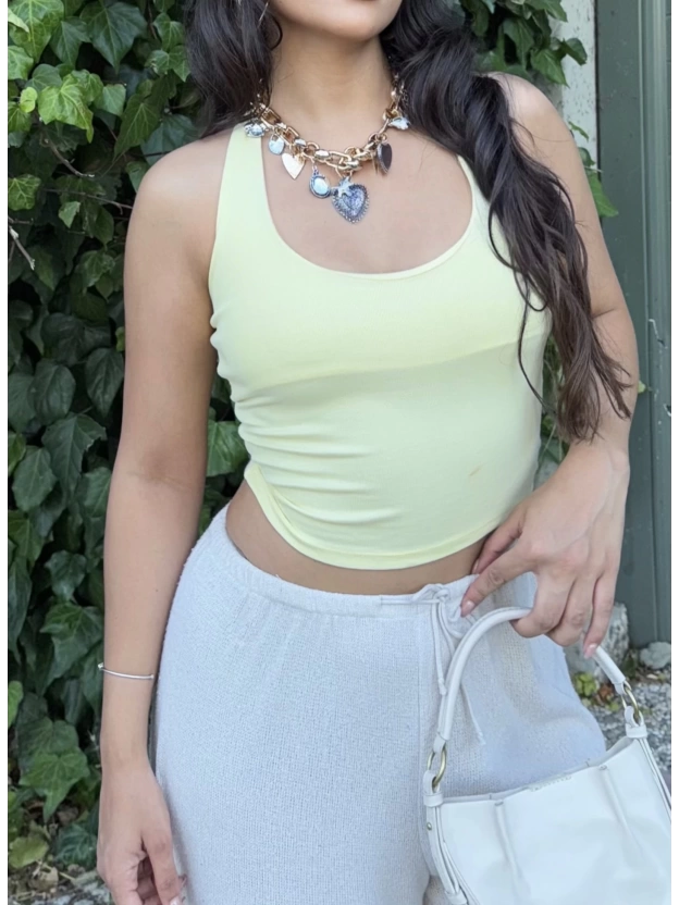 Sarı Boyundan Geçirmeli Crop