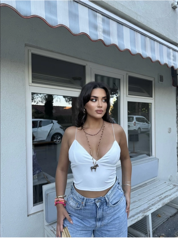 Beyaz Askılı Büstiyer