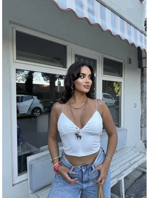 Beyaz Askılı Büstiyer