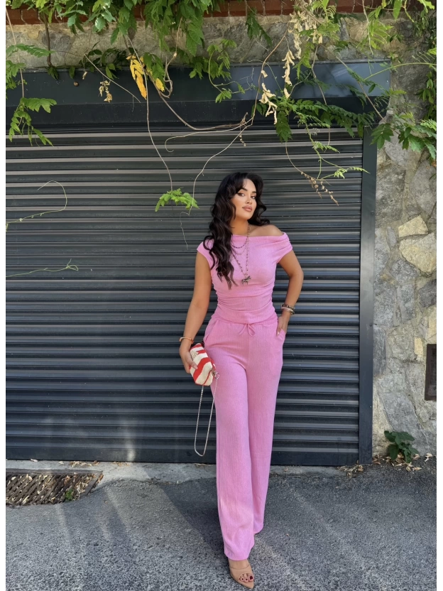 Pembe Omuz Detay Alt Üst Takım