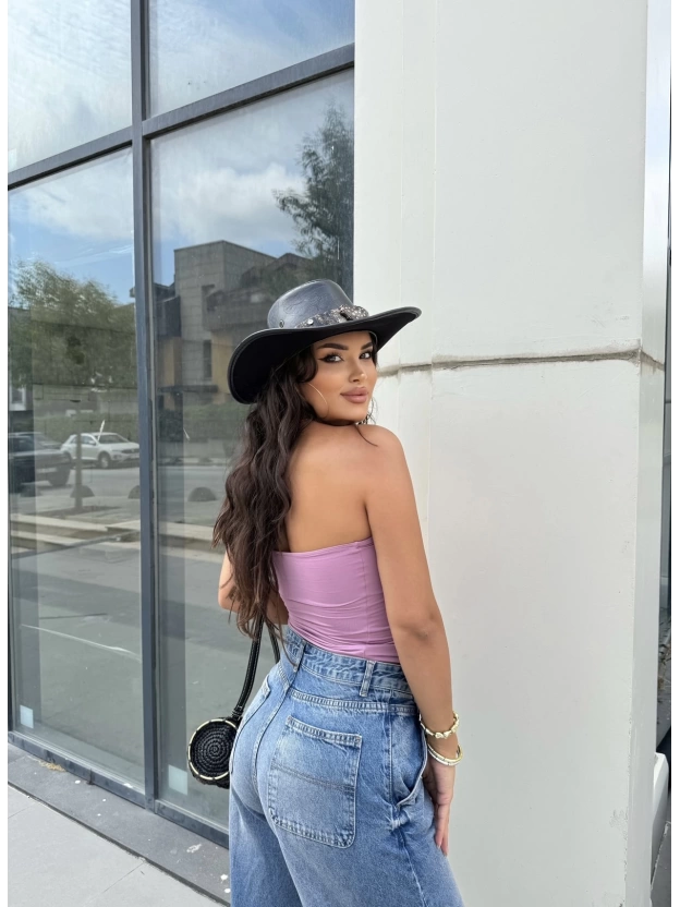 Pembe Straplez Basic Brshk Crop