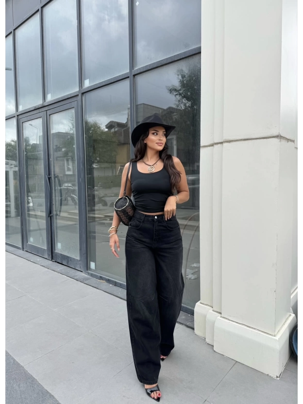 Füme Tokalı Baggy Jean