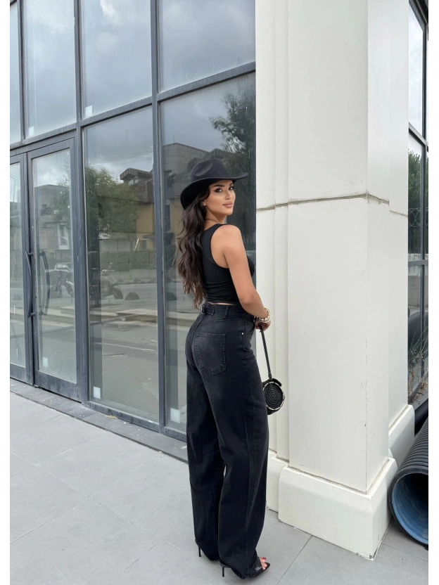 Füme Tokalı Baggy Jean