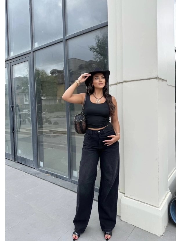 Füme Tokalı Baggy Jean