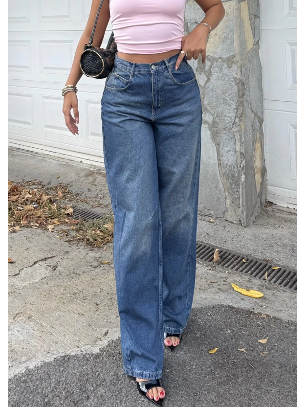 Mavi Tokalı Baggy Jean