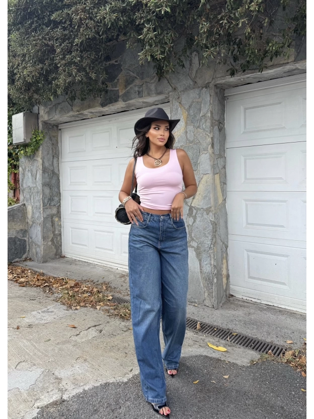 Mavi Tokalı Baggy Jean