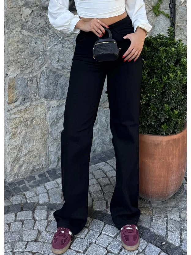 Siyah Wide Leg Pantolon