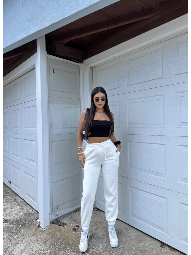Beyaz 3 İplik Jogger Eşofman Altı